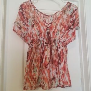 No Boundaries small Lace Up top Multi Color EUC